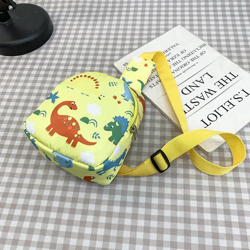 Children's Cute Dinosaur Shoulder Bag – Casual Nylon Messenger Bag, Coin Purse for Baby Girls & Boys, Small Chest Handbag for Kids