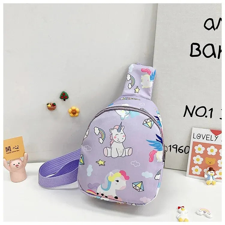 Children's Cute Dinosaur Shoulder Bag – Casual Nylon Messenger Bag, Coin Purse for Baby Girls & Boys, Small Chest Handbag for Kids