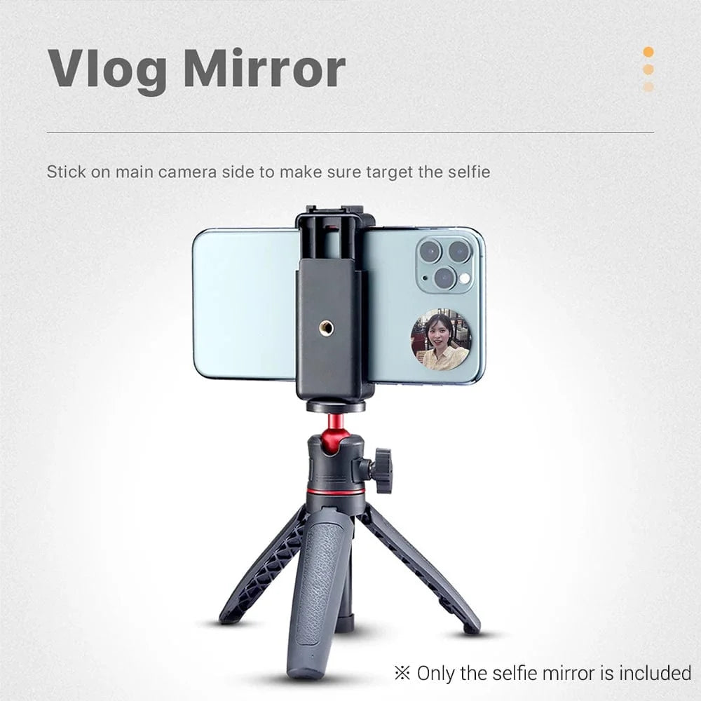 Compact Round Mirror for Smartphone Selfies and Vlogging
