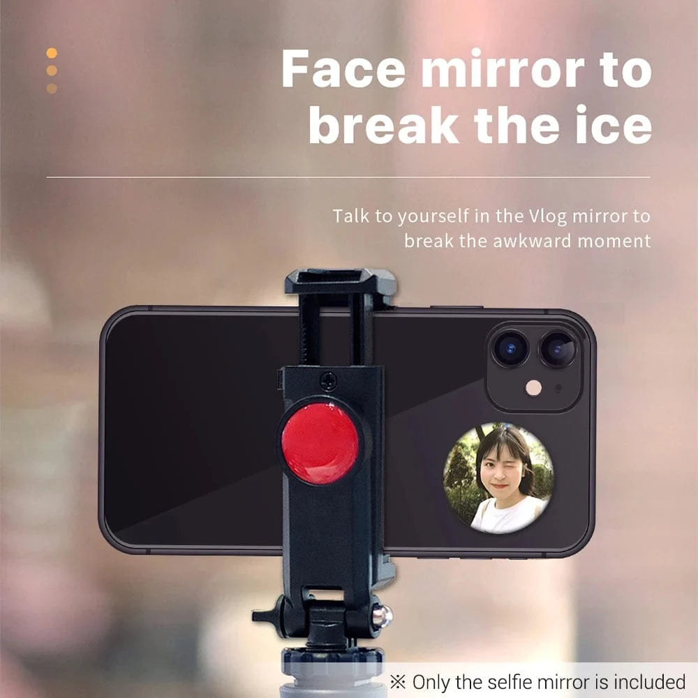 Compact Round Mirror for Smartphone Selfies and Vlogging