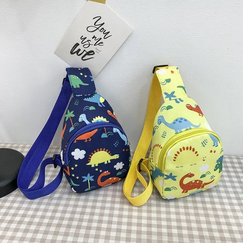 Children's Cute Dinosaur Shoulder Bag – Casual Nylon Messenger Bag, Coin Purse for Baby Girls & Boys, Small Chest Handbag for Kids