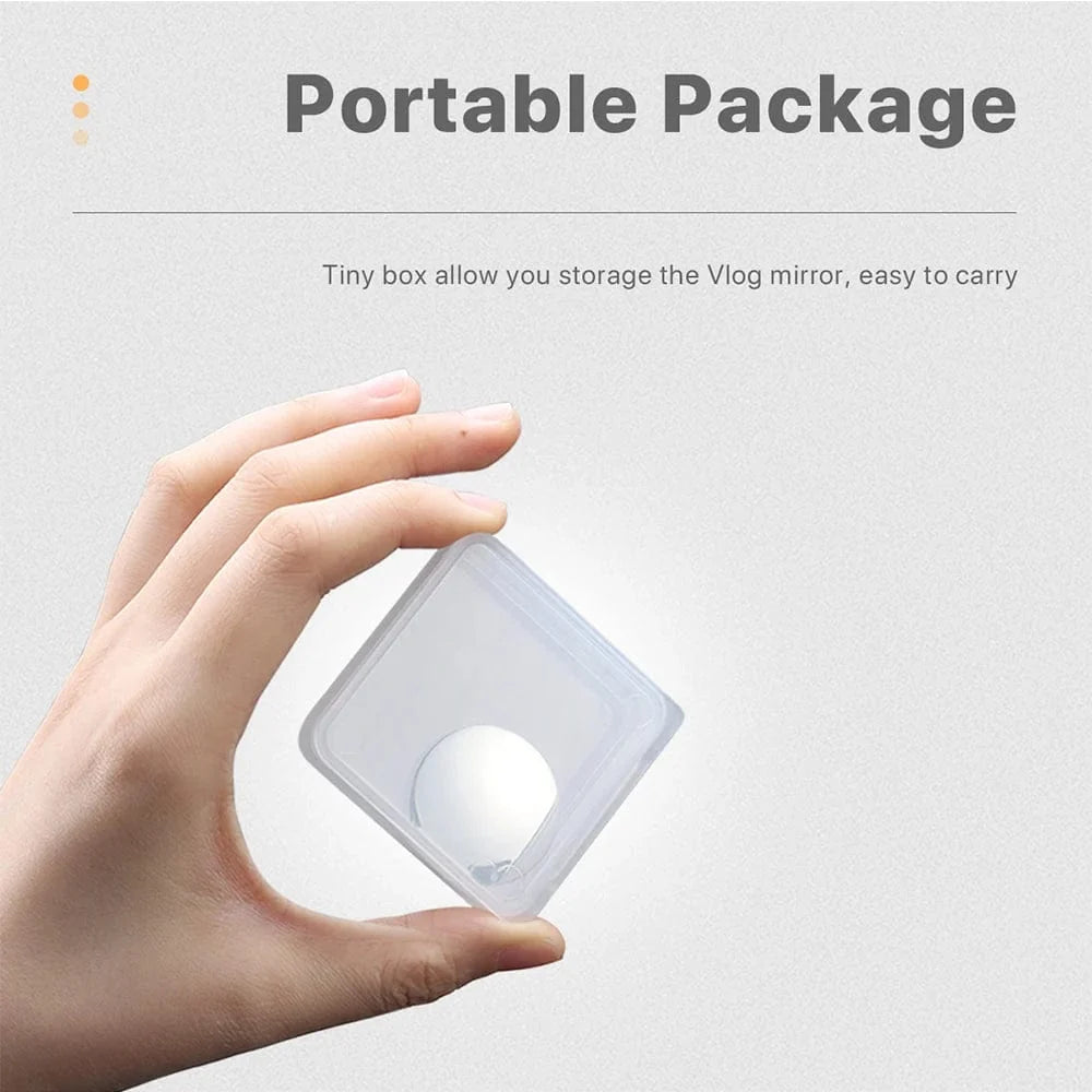 Compact Round Mirror for Smartphone Selfies and Vlogging