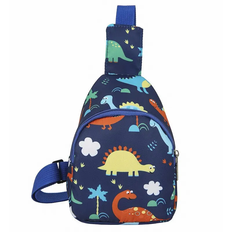 Children's Cute Dinosaur Shoulder Bag – Casual Nylon Messenger Bag, Coin Purse for Baby Girls & Boys, Small Chest Handbag for Kids