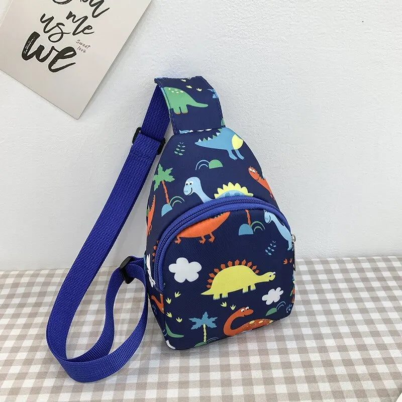 Children's Cute Dinosaur Shoulder Bag – Casual Nylon Messenger Bag, Coin Purse for Baby Girls & Boys, Small Chest Handbag for Kids