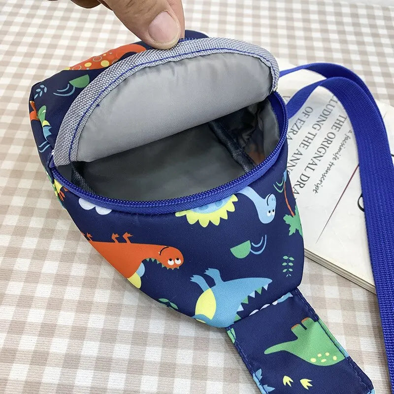 Children's Cute Dinosaur Shoulder Bag – Casual Nylon Messenger Bag, Coin Purse for Baby Girls & Boys, Small Chest Handbag for Kids