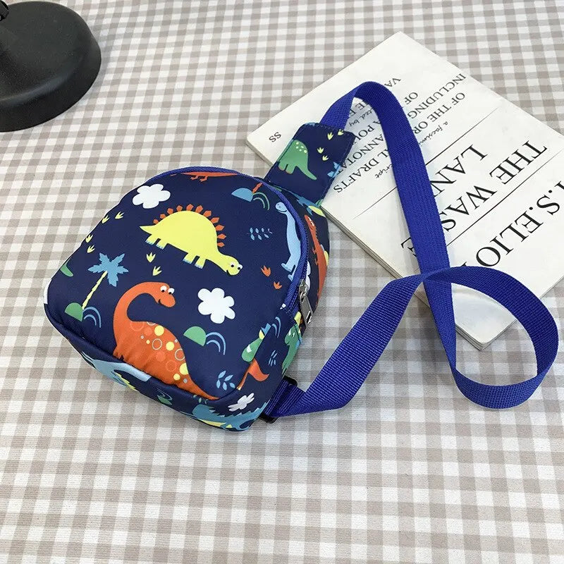 Children's Cute Dinosaur Shoulder Bag – Casual Nylon Messenger Bag, Coin Purse for Baby Girls & Boys, Small Chest Handbag for Kids