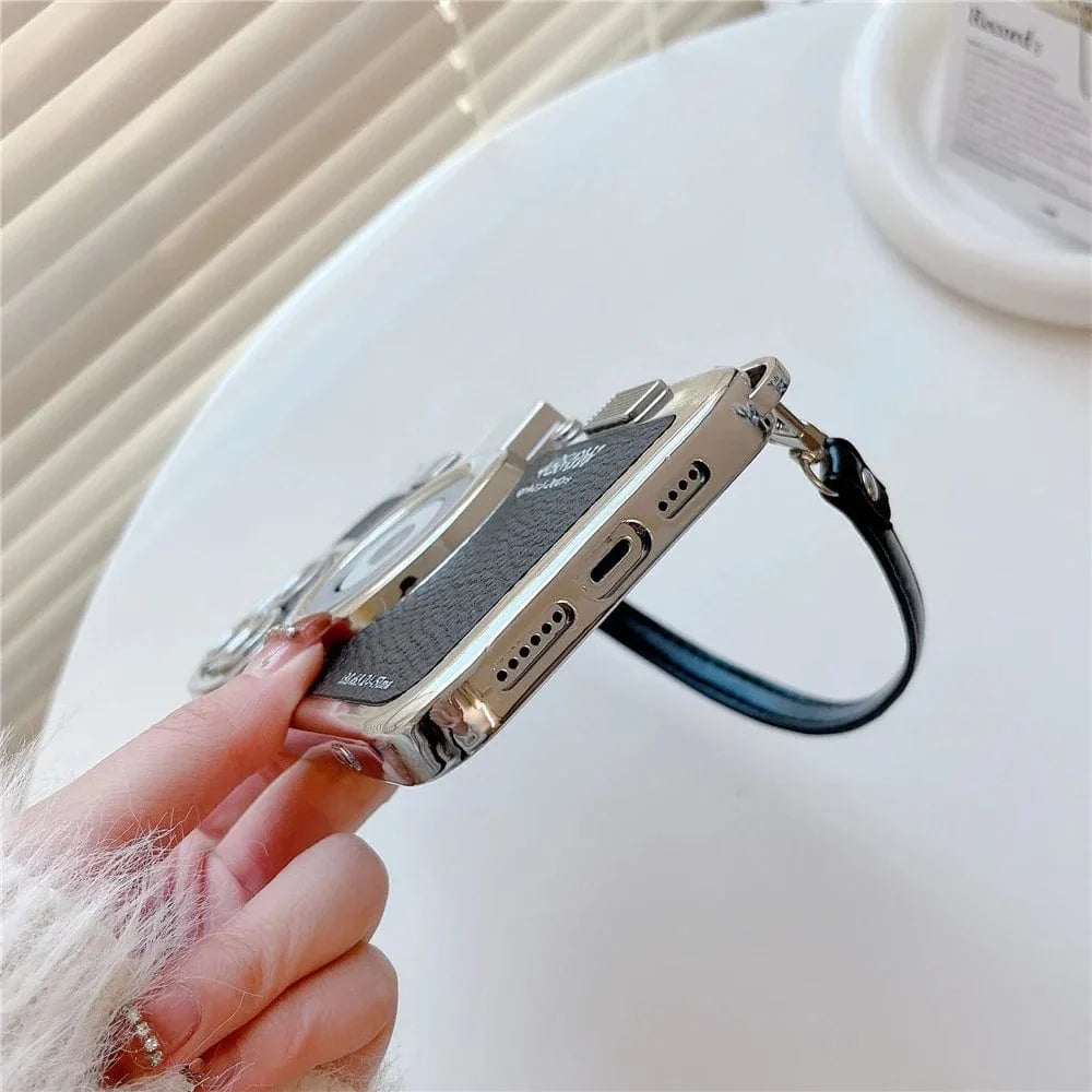 Luxury Retro Stereo Camera Lanyard iPhone Case