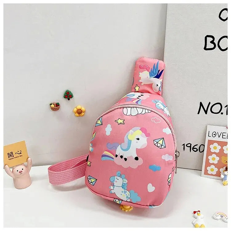 Children's Cute Dinosaur Shoulder Bag – Casual Nylon Messenger Bag, Coin Purse for Baby Girls & Boys, Small Chest Handbag for Kids