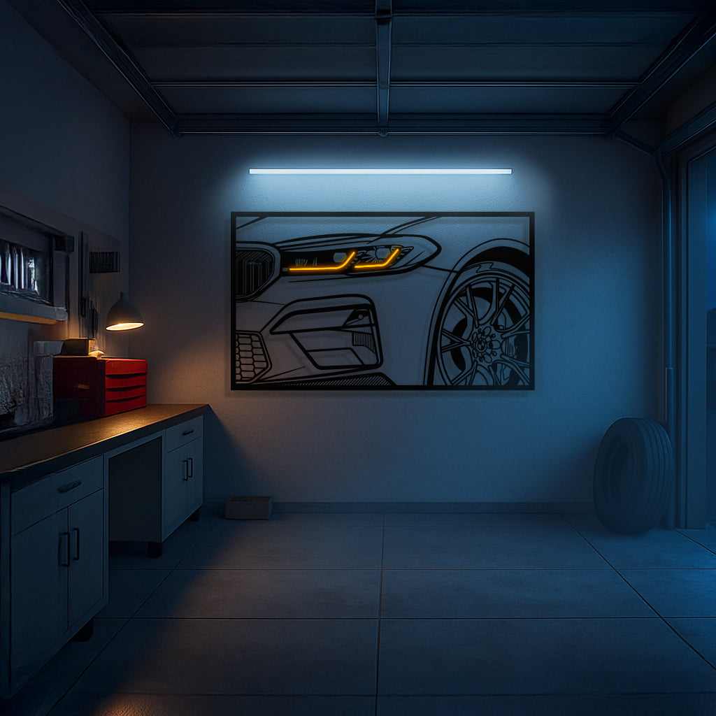 M5 F90 CS Apex Front View Metal Neon Frame Wall Art - MT1483