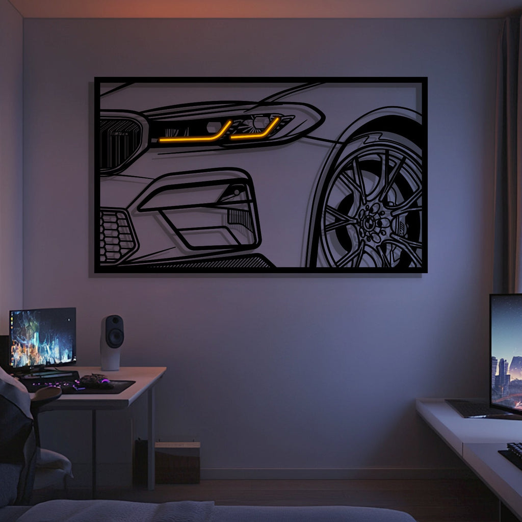 M5 F90 CS Apex Front View Metal Neon Frame Wall Art - MT1483