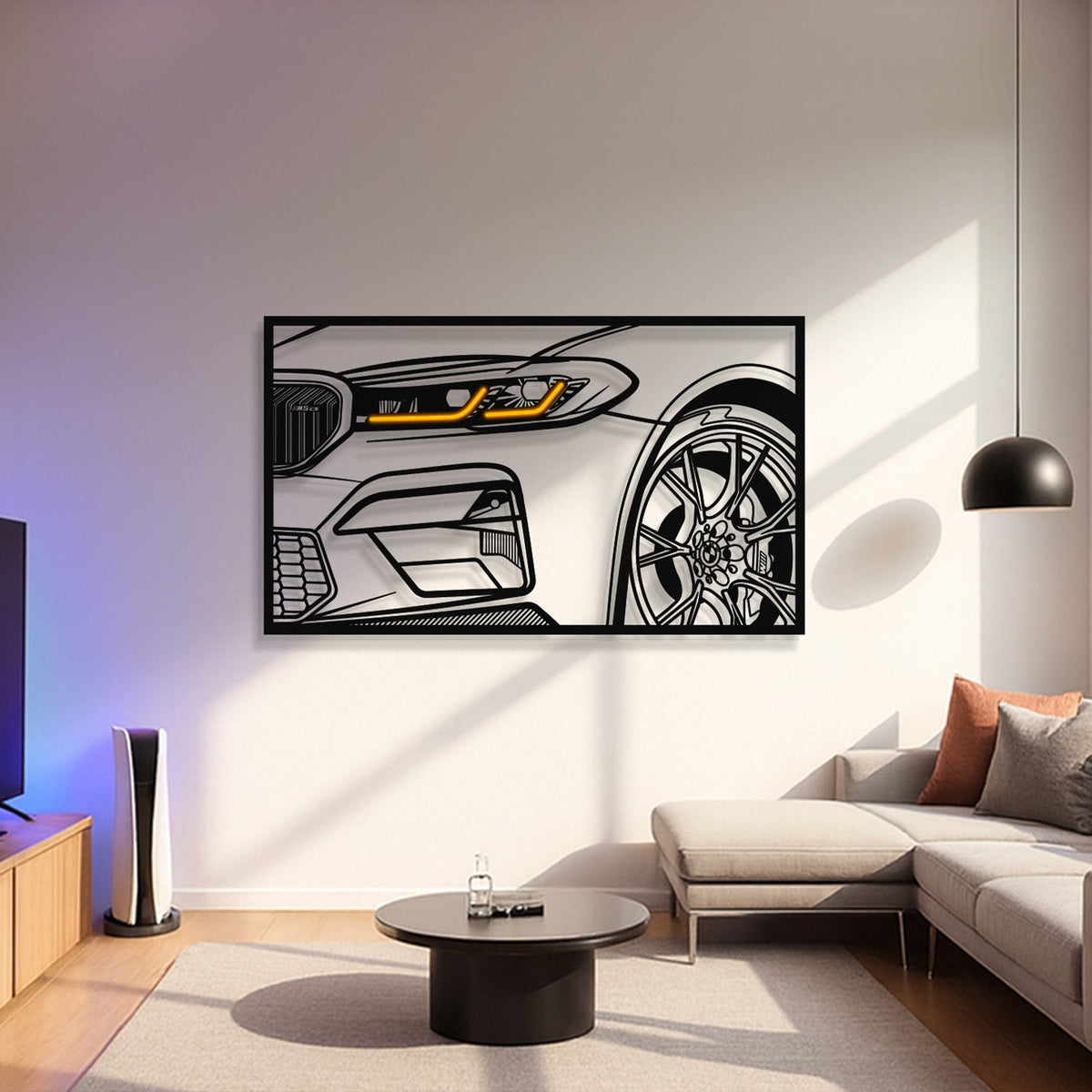 M5 F90 CS Apex Front View Metal Neon Frame Wall Art - MT1483