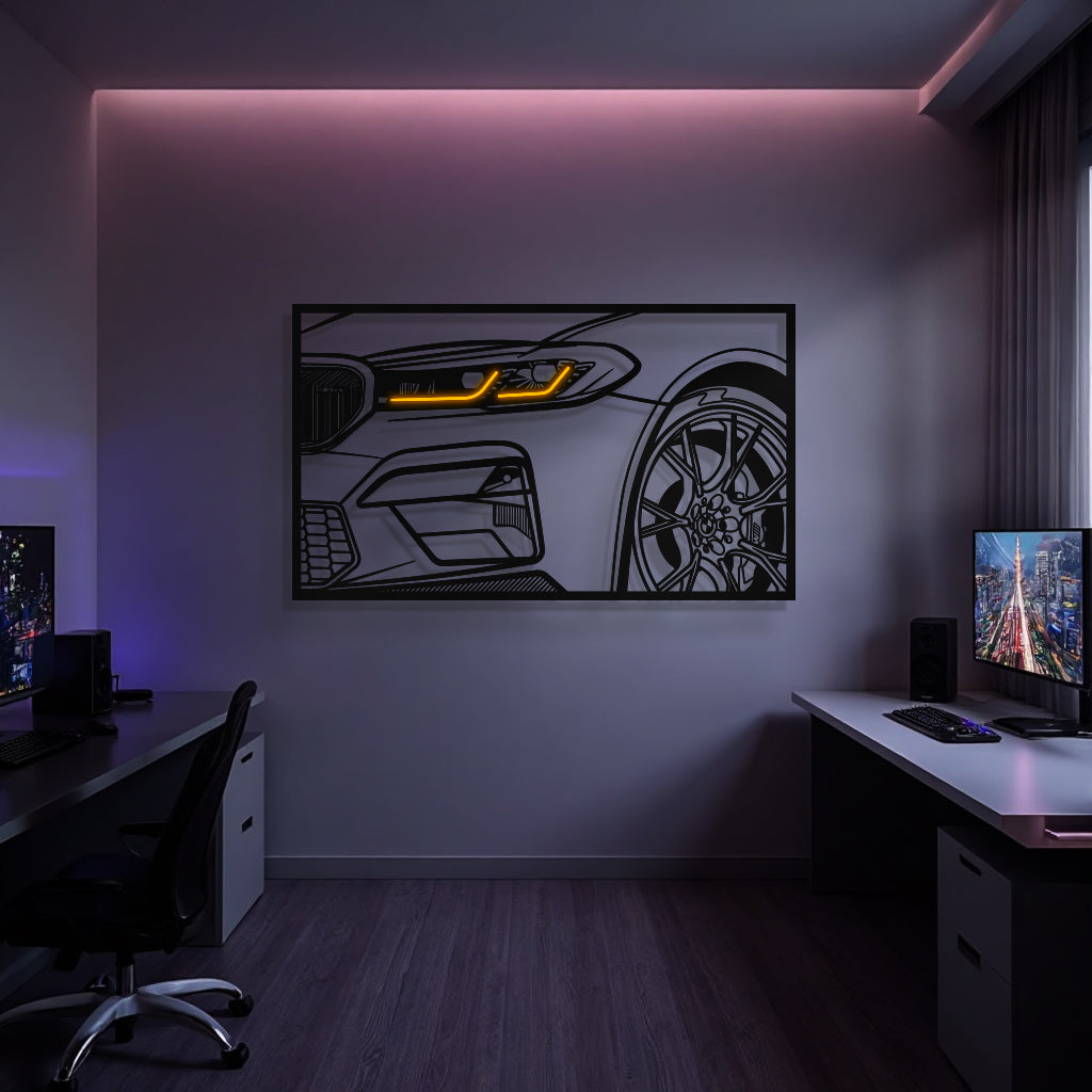 M5 F90 CS Apex Front View Metal Neon Frame Wall Art - MT1483