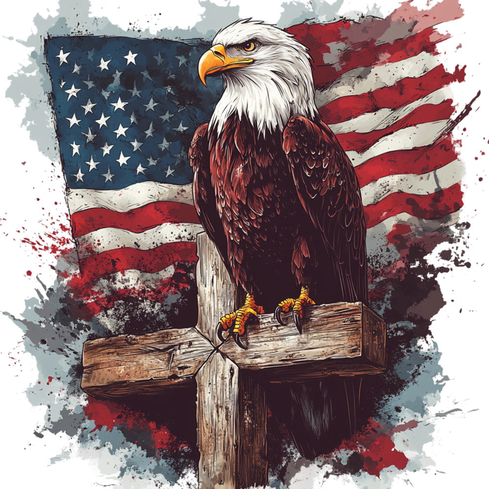 Patriotic Eagle on the Cross Fabric Panel 1